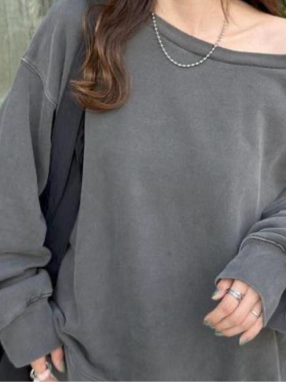H&M Washed Charcoal Gray Oversized Sweatshirt
